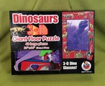 Vtg Frank Schaffer Pub. Dinosaurs 3-D Giant Floor PUZZLE-24"X36" With 3D Glasses. Fixed Price $18.95.