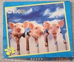 Vintage Milton Bradley Junior 100 Piece Puzzle Pigs Complete With Box. Fixed Price $12.99.