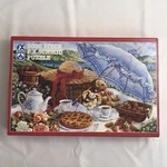 F.x. Schmid - Blue Parasol 3000 Piece Jigsaw Puzzle Bear Picnic Complete. Fixed Price $12.95.