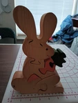 Hardwood Pine Bunny Rabbit With Carrot Preschool Puzzle. Fixed Price $26.00.